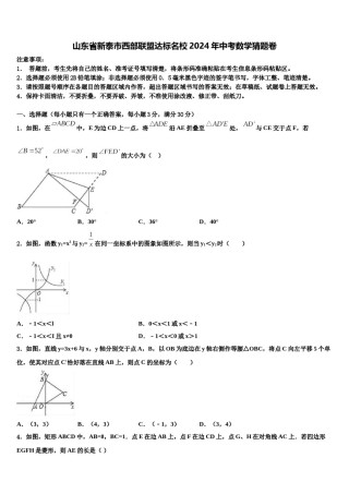山东省新泰市西部联盟达标名校2024年中考数学猜题卷含解析.doc