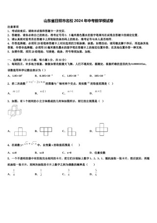 山东省日照市名校2024年中考数学模试卷含解析.doc
