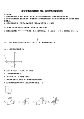 山东省枣庄市薛城区2024年中考五模数学试题含解析.doc
