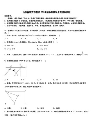 山东省泰安市名校2024届中考数学全真模拟试题含解析.doc