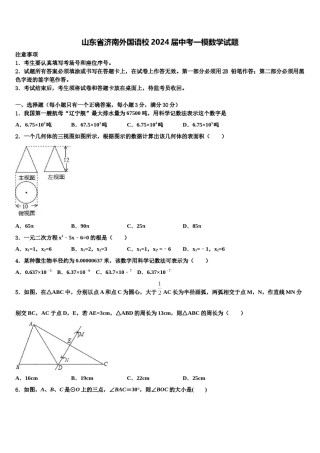 山东省济南外国语校2024届中考一模数学试题含解析.doc