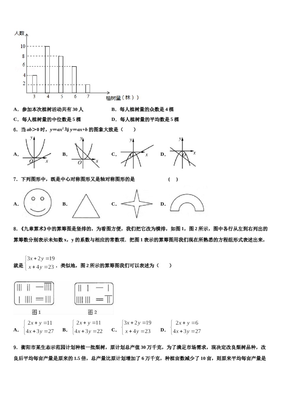 山东省济南市章丘市2024届中考三模数学试题含解析.doc_第2页