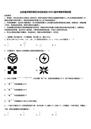 山东省济南市章丘市达标名校2024届中考数学模试卷含解析.doc