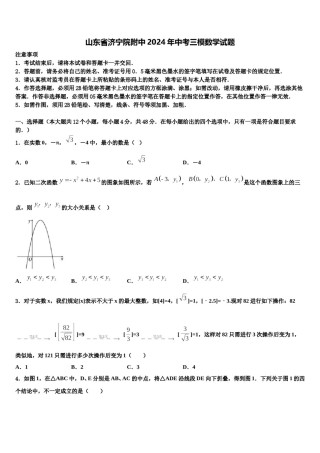 山东省济宁院附中2024年中考三模数学试题含解析.doc