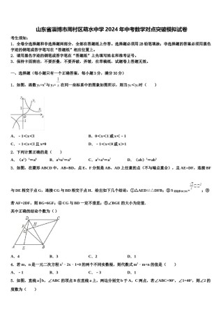 山东省淄博市周村区萌水中学2024年中考数学对点突破模拟试卷含解析.doc