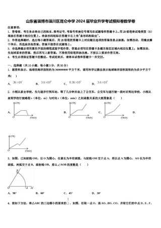 山东省淄博市淄川区昆仑中学2024届毕业升学考试模拟卷数学卷含解析.doc
