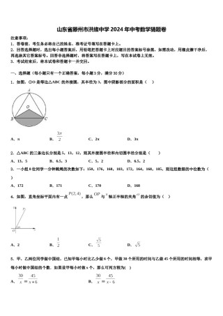山东省滕州市洪绪中学2024年中考数学猜题卷含解析.doc