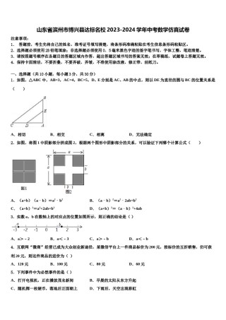 山东省滨州市博兴县达标名校2023-2024学年中考数学仿真试卷含解析.doc