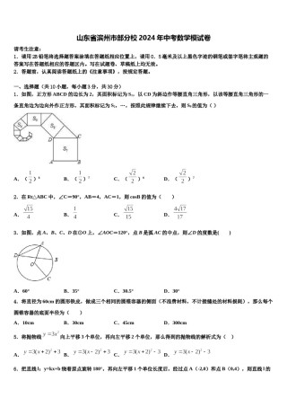 山东省滨州市部分校2024年中考数学模试卷含解析.doc