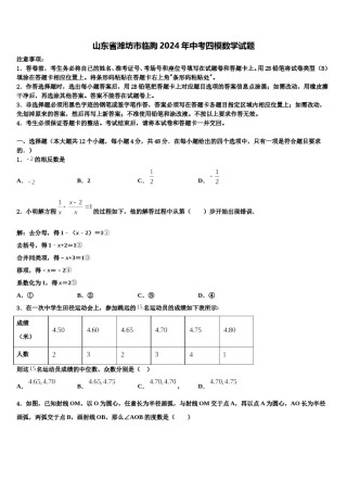 山东省潍坊市临朐2024年中考四模数学试题含解析.doc
