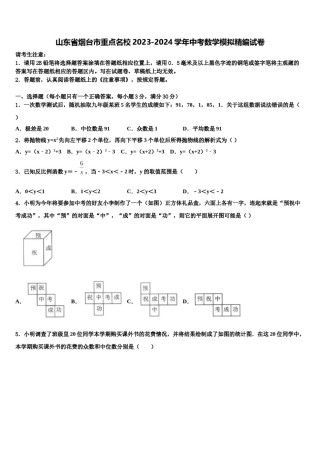 山东省烟台市重点名校2023-2024学年中考数学模拟精编试卷含解析.doc