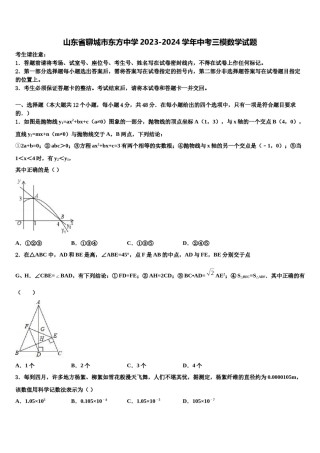 山东省聊城市东方中学2023-2024学年中考三模数学试题含解析.doc
