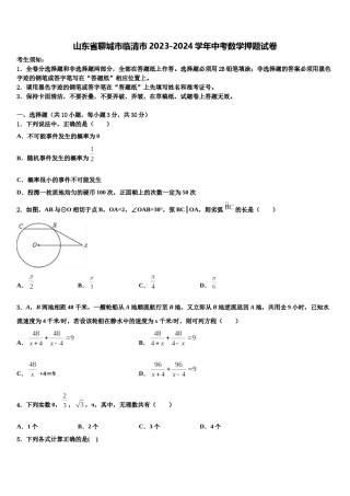 山东省聊城市临清市2023-2024学年中考数学押题试卷含解析.doc