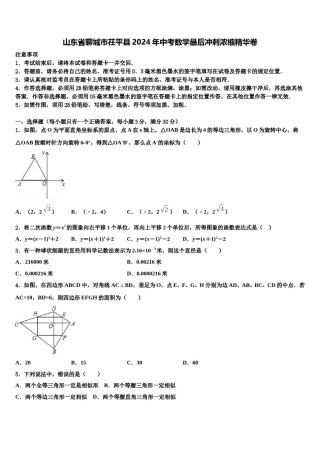 山东省聊城市茌平县2024年中考数学最后冲刺浓缩精华卷含解析.doc