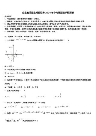 山东省菏泽东明县联考2024年中考押题数学预测卷含解析.doc