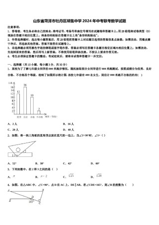 山东省菏泽市牡丹区胡集中学2024年中考联考数学试题含解析.doc