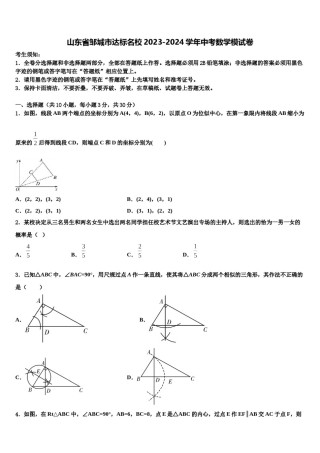 山东省邹城市达标名校2023-2024学年中考数学模试卷含解析.doc
