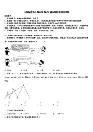 山东省青岛十五中学2024届中考数学模拟试题含解析.doc