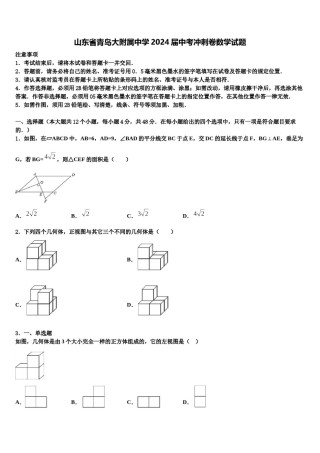 山东省青岛大附属中学2024届中考冲刺卷数学试题含解析.doc