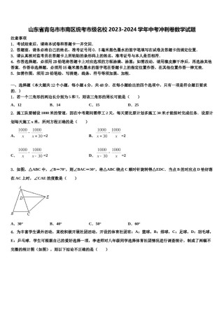 山东省青岛市市南区统考市级名校2023-2024学年中考冲刺卷数学试题含解析.doc