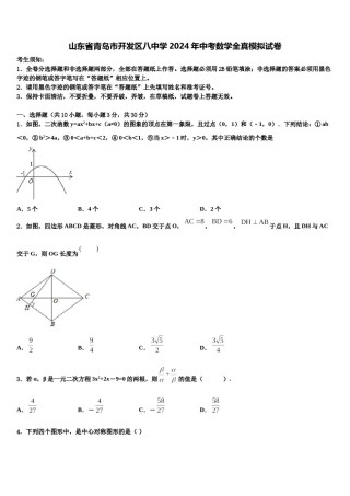山东省青岛市开发区八中学2024年中考数学全真模拟试卷含解析.doc