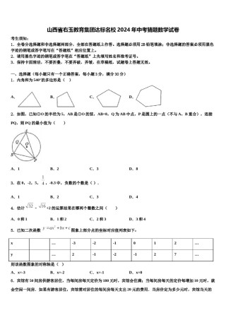 山西省右玉教育集团达标名校2024年中考猜题数学试卷含解析.doc