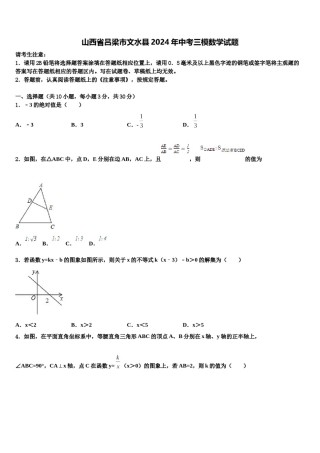 山西省吕梁市文水县2024年中考三模数学试题含解析.doc