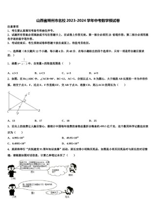 山西省朔州市名校2023-2024学年中考数学模试卷含解析.doc