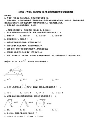 山西省（大同）重点名校2024届中考适应性考试数学试题含解析.doc