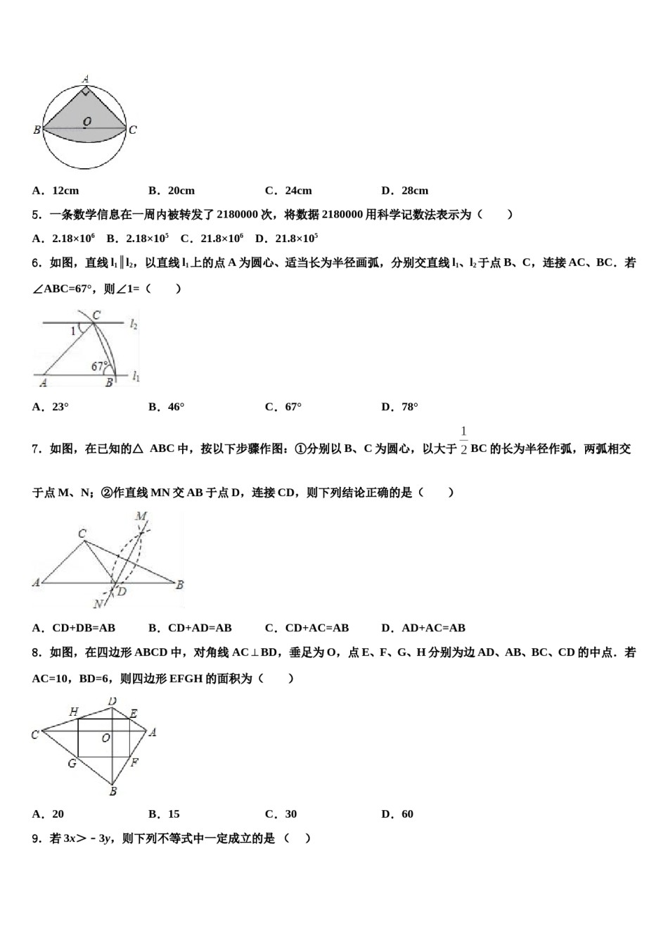 岳阳市2023-2024学年中考数学对点突破模拟试卷含解析.doc_第2页