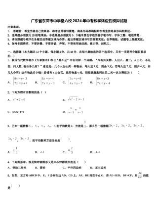 广东省东莞市中学堂六校2024年中考数学适应性模拟试题含解析.doc