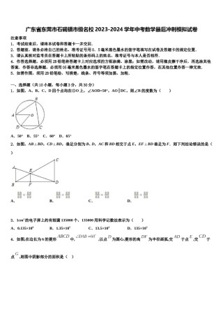 广东省东莞市石碣镇市级名校2023-2024学年中考数学最后冲刺模拟试卷含解析.doc