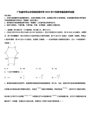 广东省中学山市溪角初级中学2024年十校联考最后数学试题含解析.doc