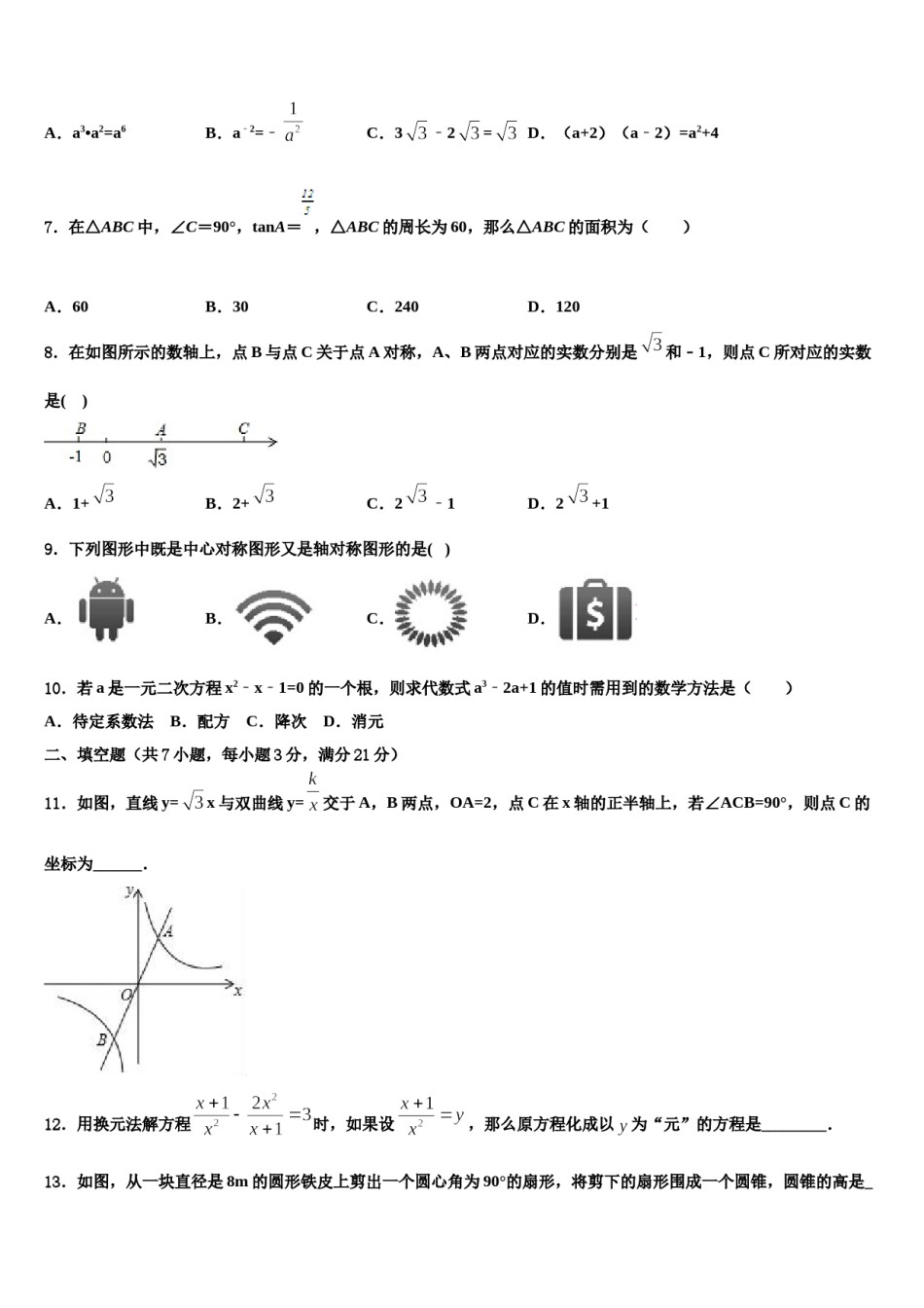 广东省佛山市南海区石门实验中学重点中学2023-2024学年初中数学毕业考试模拟冲刺卷含解析.doc_第2页