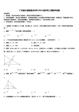 广东省大埔县重点中学2024届中考二模数学试题含解析.doc