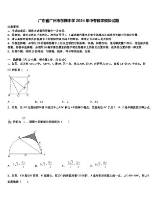 广东省广州市东圃中学2024年中考数学模拟试题含解析.doc