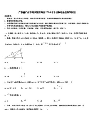 广东省广州市南沙区博海校2024年十校联考最后数学试题含解析.doc