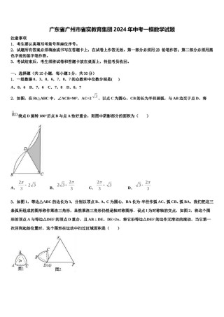 广东省广州市省实教育集团2024年中考一模数学试题含解析.doc