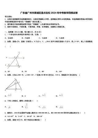 广东省广州市黄埔区重点名校2024年中考数学四模试卷含解析.doc
