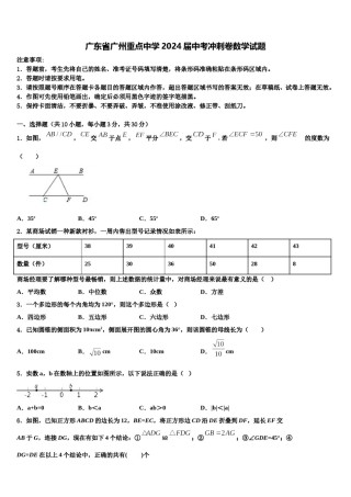 广东省广州重点中学2024届中考冲刺卷数学试题含解析.doc