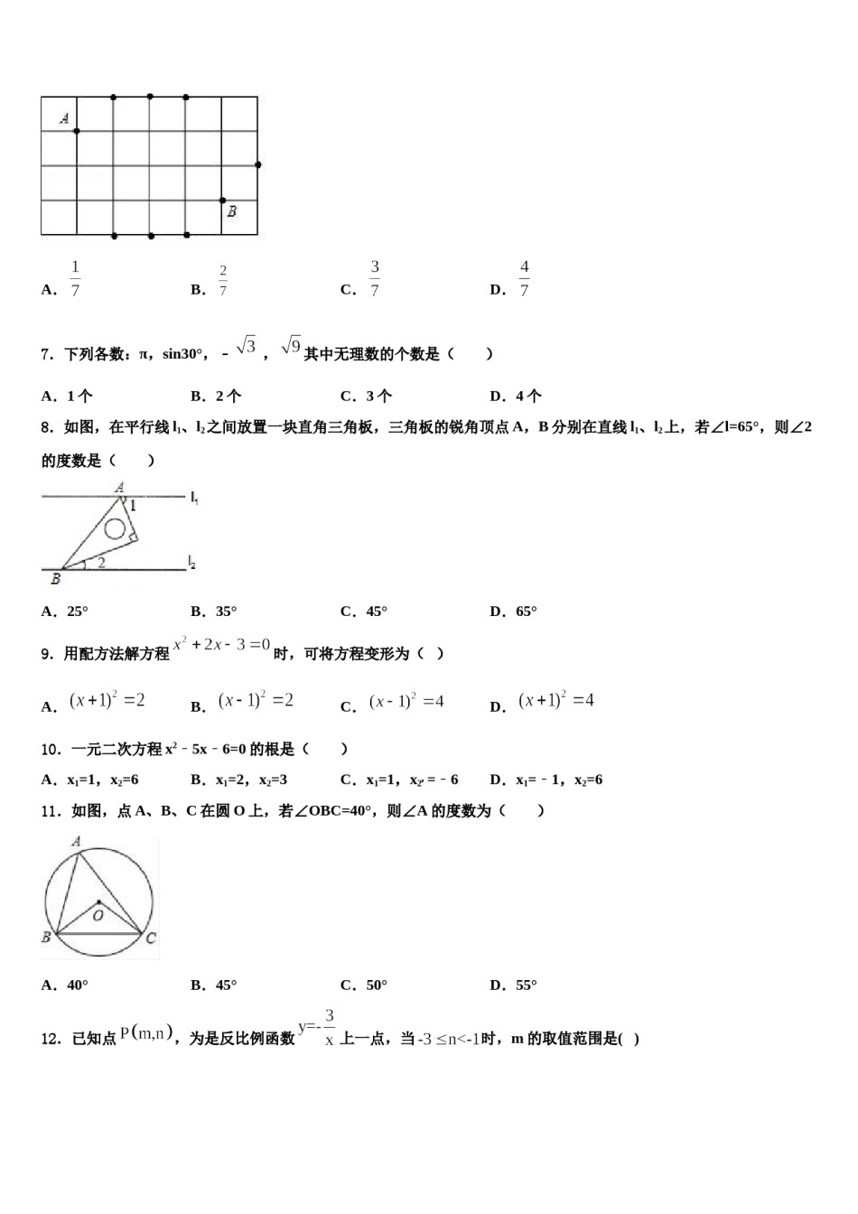 广东省惠州市惠东县2024年中考数学四模试卷含解析.doc_第2页