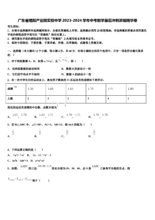广东省揭阳产业园实验中学2023-2024学年中考数学最后冲刺浓缩精华卷含解析.doc