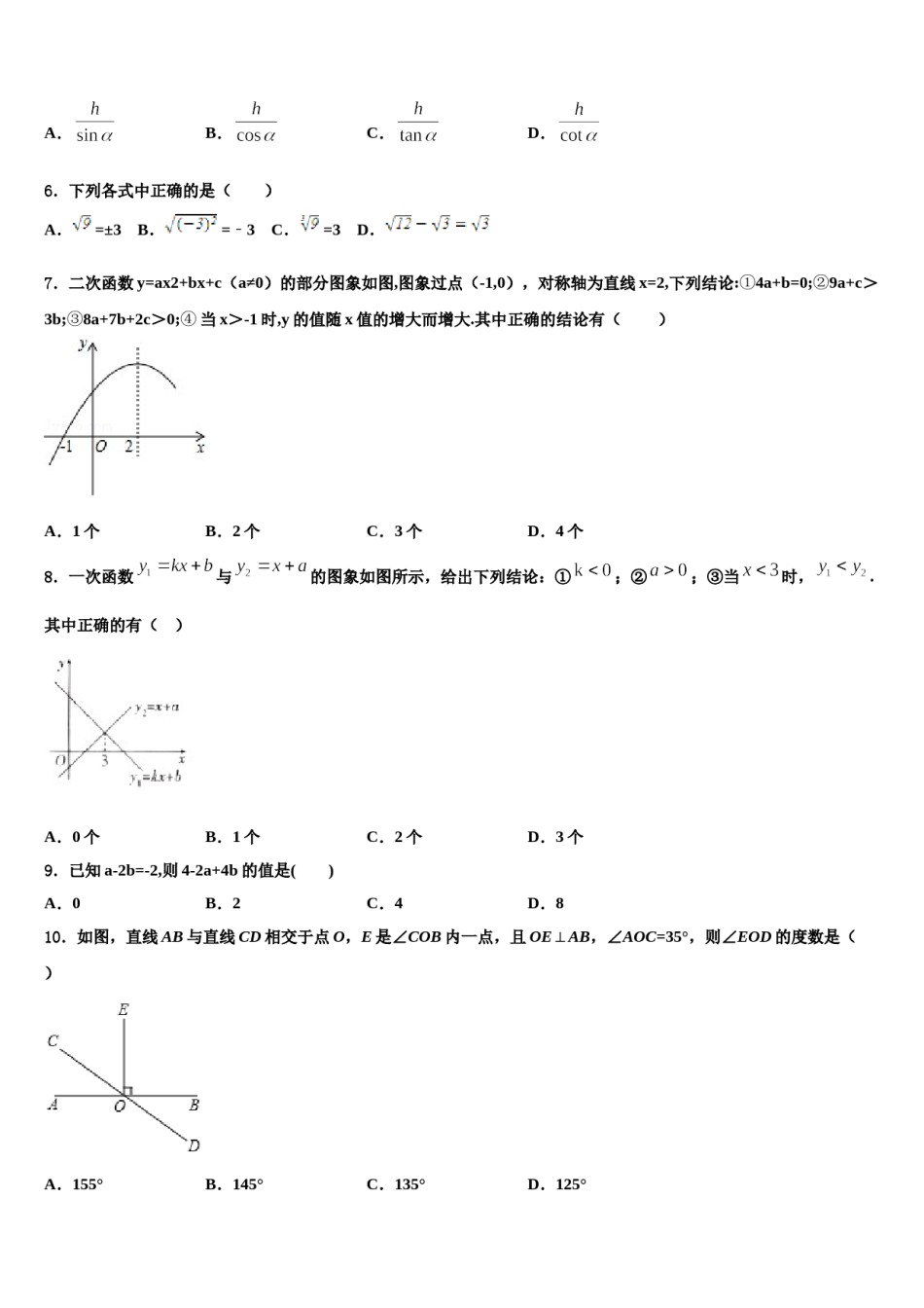 广东省汕头市潮阳区铜盂中学2023-2024学年十校联考最后数学试题含解析.doc_第2页