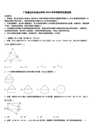 广东省汕头市金山中学2024年中考数学仿真试卷含解析.doc