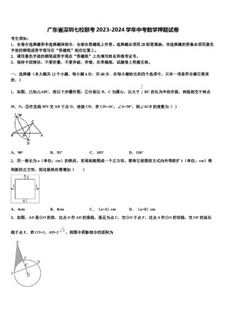 广东省深圳七校联考2023-2024学年中考数学押题试卷含解析.doc