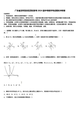 广东省深圳宝安区四校联考2024届中考数学考试模拟冲刺卷含解析.doc