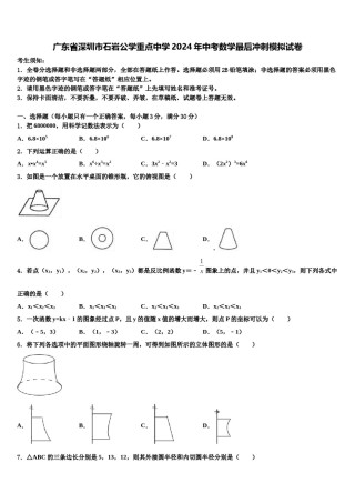 广东省深圳市石岩公学重点中学2024年中考数学最后冲刺模拟试卷含解析.doc