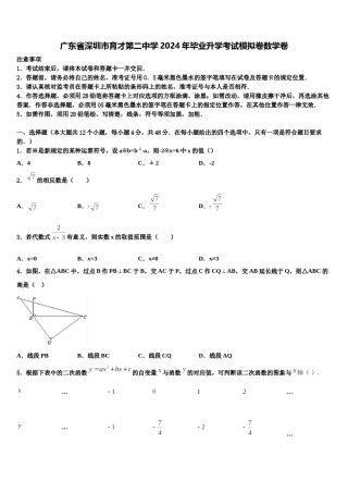 广东省深圳市育才第二中学2024年毕业升学考试模拟卷数学卷含解析.doc