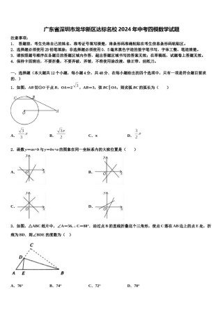 广东省深圳市龙华新区达标名校2024年中考四模数学试题含解析.doc