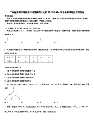 广东省深圳市龙岗区龙岗区横岗六约校2023-2024学年中考押题数学预测卷含解析.doc
